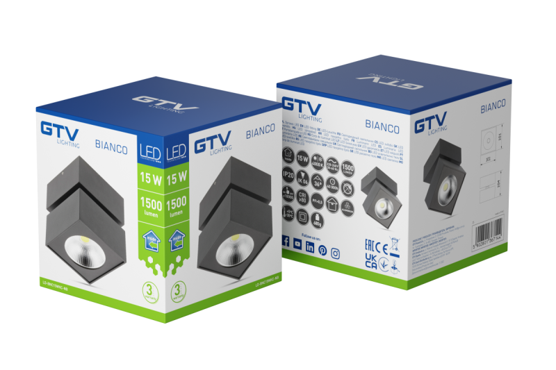 Decor Armatura LED BIANCO 15W 1500lm AC220-240V 50/60 Hz PF> 0.5 Ra≥80 IP20 IK06.36 ° 4000K kvadrat črna. 1208962666