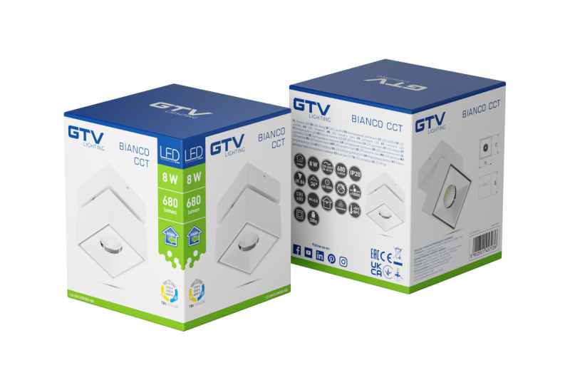 Decor 'LED vgradna svetilka bianco cct 8W 680lm AC220-240V 50/60 Hz Ra≥80 IP20 36° 2700/3300/4000K kvadrat bela' 1208962675