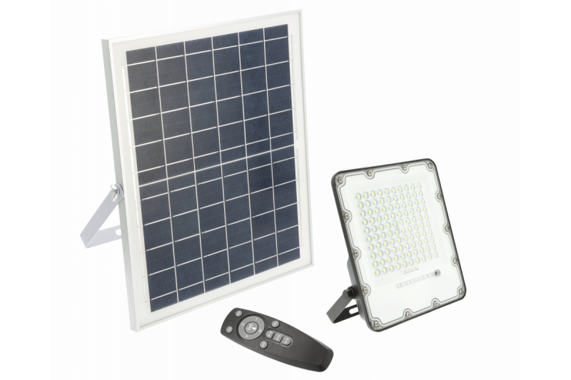 Solar LED reflektor BRAVOS, 50W, 500lm, 6400K, IP65, 120°, solarni panel, daljinski upravljalnik, 3y 1208962684
