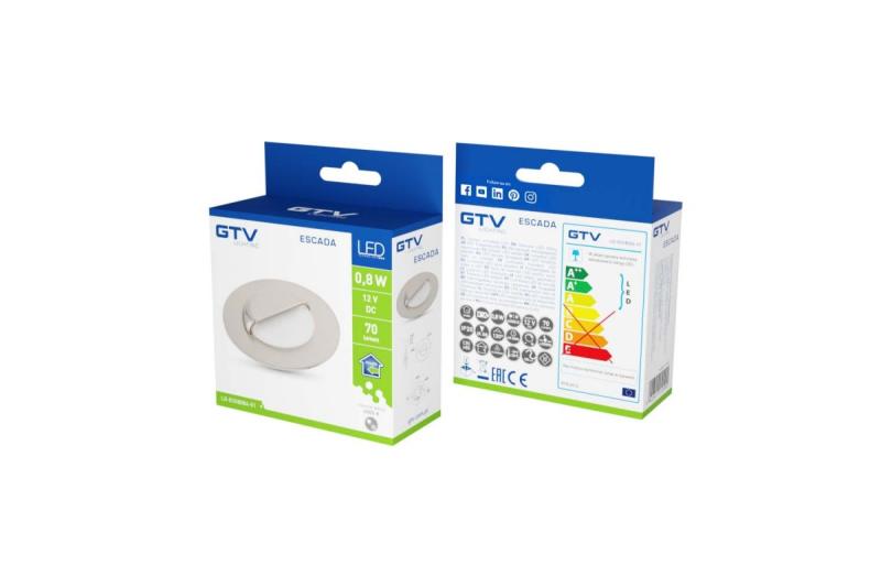 Decor LED stopniščna svetilka ESCADA OB DC12V okrogla mat steklena senčnica 0,8W 70lm 4000K inox kabel 150cm