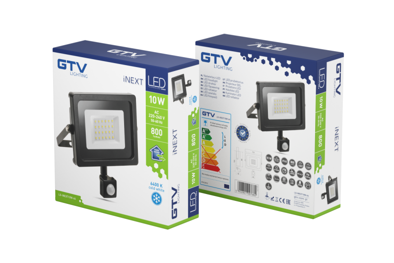 Reflektor INEXT LED z detektorjem gibanja, 10W, 800lm, AC220-240V, 50/60 Hz, PF> 0.9, RA> 80, IP65, 120 1208962858