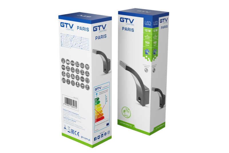 Decor Armatura PARIS LED z gibljivim senzorjem 10W 900lm IP54 AC220-240V 50/60Hz 140° 9m 4000K črna. 1208963096