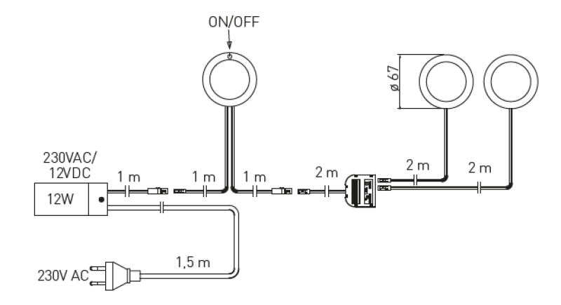 Decor cucina Kuhinjska osvetlitvena set s 3 reflektorji s stikalom osvetlitev toplo bela 1208963267