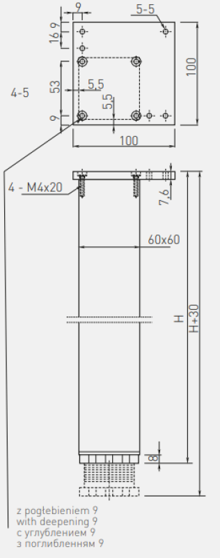 Kvadratna 60mm aluminijasta miza noga 82cm visoka + 3cm nastavljiva po višini 1208963494