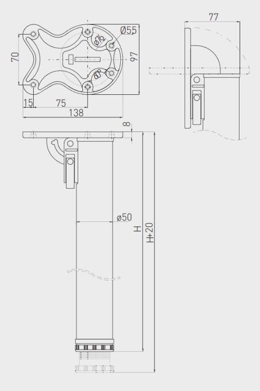 Zložljiva miza noga iz nerjavečega jekla 71cm visoka, premer 50mm in prilagodljiva 2cm 1208963573