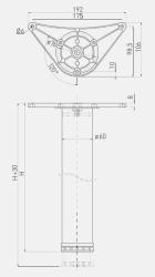 Noga mize okrogla iz nerjavečega jekla, visoka 71 cm, nastavljiva 3 cm, z premerom noge 6 cm 1208963583