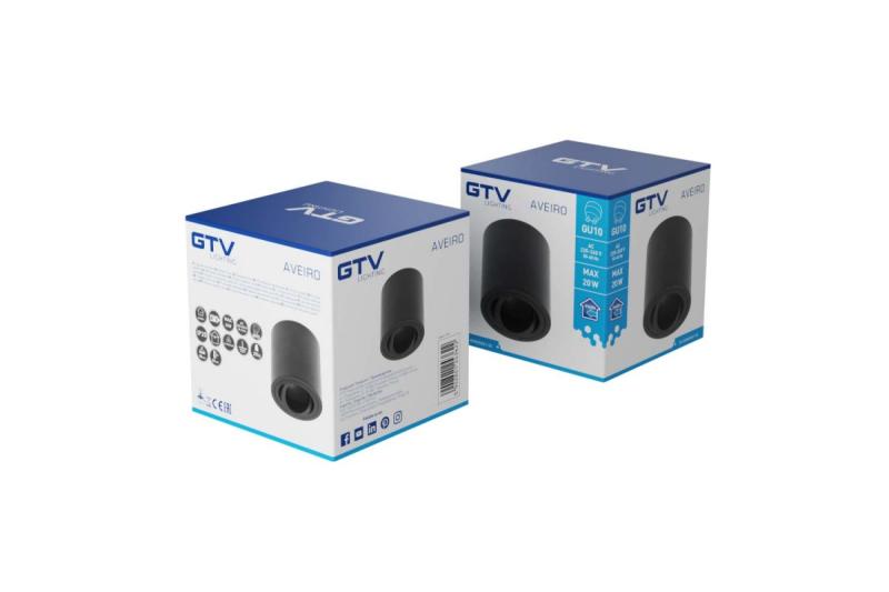 Decor Plafondarmatuur AVEIRO aluminium 80x85mm IP20 max 20W okrogel črn. 1208963830