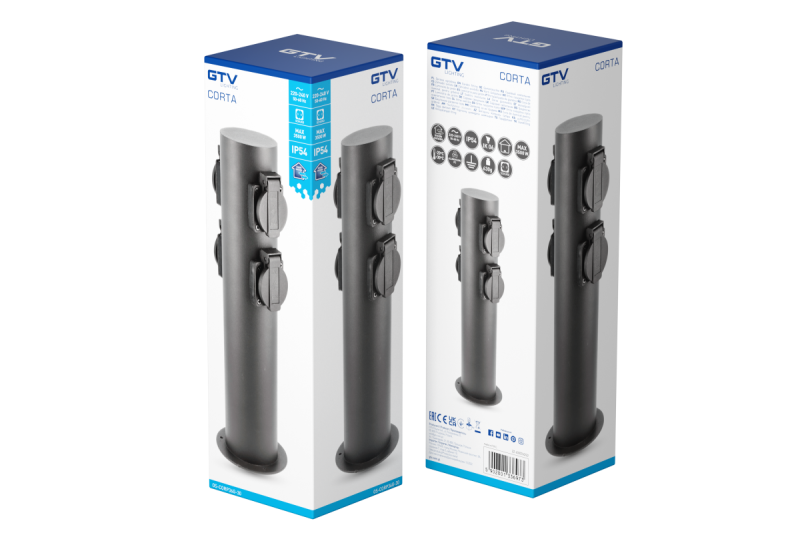 Dekorativni vrtni drog CORTA-P 36 IP54 AC220-240V 50-60Hz 4*Schucko vtičnica max. 3500W drog grafit. 1208963859