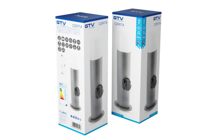 Decor CORTA-P 40 vrtna svetilka E27 MAX.25W IP44 AC220-240V 50-60Hz vtičnica max. 3000W steber grafit. 1208963861