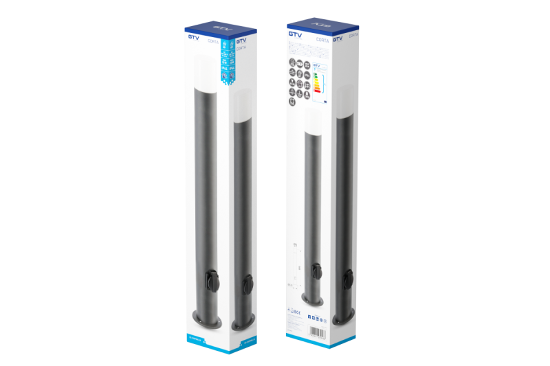 Decor CORTA-P 80 vrtna svetilka E27 MAX.25W IP44 AC220-240V 50-60Hz vtičnica max. 3000W steber grafit. 1208963864