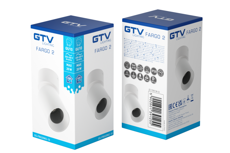 Decoratieve plafondarmatuur FARGO 2 aluminium 70x166mm IP20 max 20W rond zwart. 1208963881