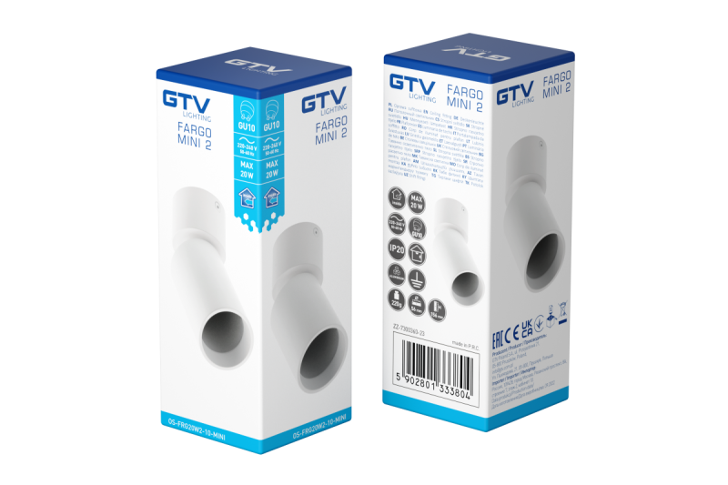 Decor Plafonska svetilka FARGO MINI 2 aluminij 56x150 mm IP20 max 20W okrogla bela. 1208963882