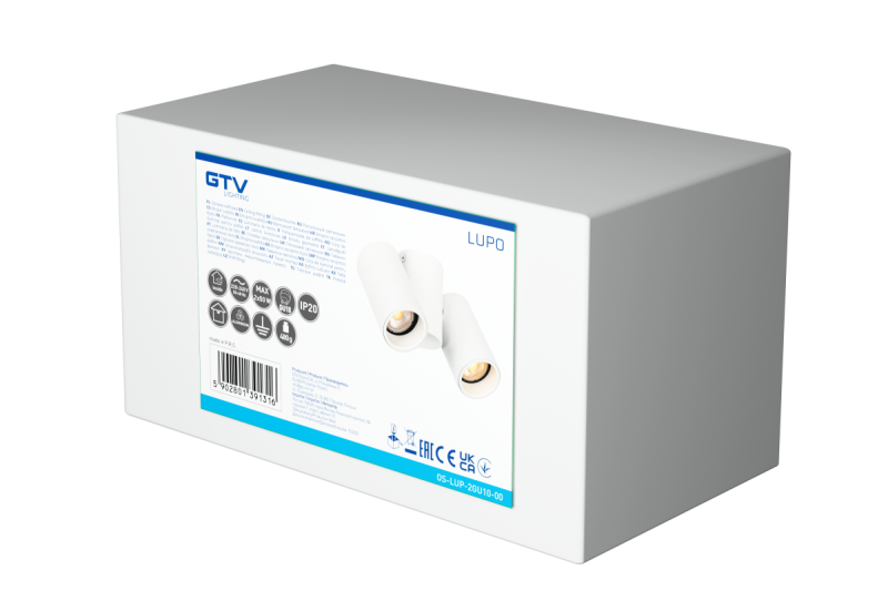 Deco Stropna svetilka LUPO aluminij 17.5x5.6x11.5 IP20 2*GU10 max. 50W okrogla bela. 1208963925