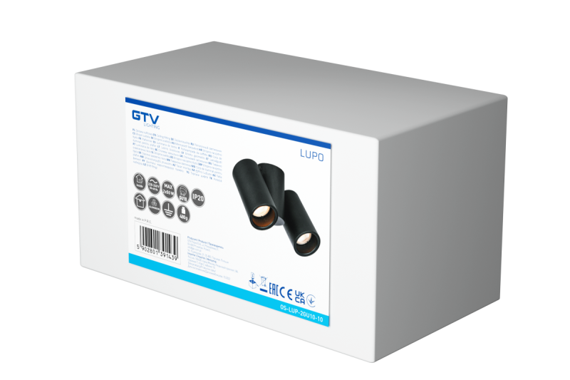 Decor Plafonska svetilka LUPO aluminij 17,5x5,6x11,5 IP20 2*GU10 maks. 50W okrogla črna. 1208963926