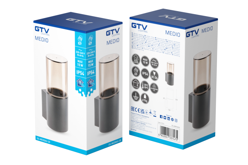 Decor Tuinverlichting MEDIO-AU E27 MAX.15W IP54 AC220-240V 50-60Hz stenska svetilka grafit. 1208963937