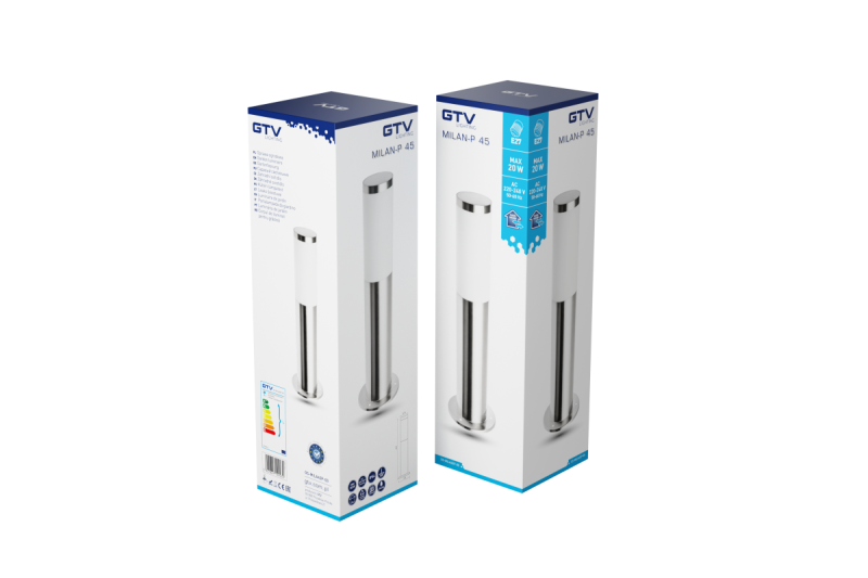 Decoratieve Tuinverlichting MILAN-P 45 E27 MAX.40W IP44 AC220-240V 50-60Hz steellamp inox. 1208963944