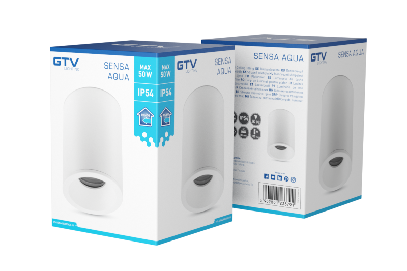 Decor SENSA AQUA stropna svetilka aluminij 85x115 IP54 max 50W krožna bela. 1208964007