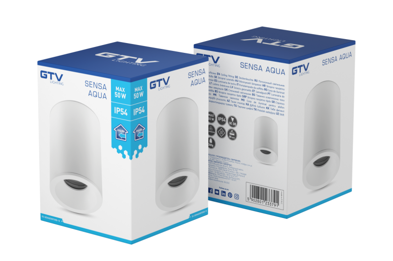 Decor SENSA AQUA stropna svetilka aluminij 85x115 IP54 max 50W krožna bela. 1208964007