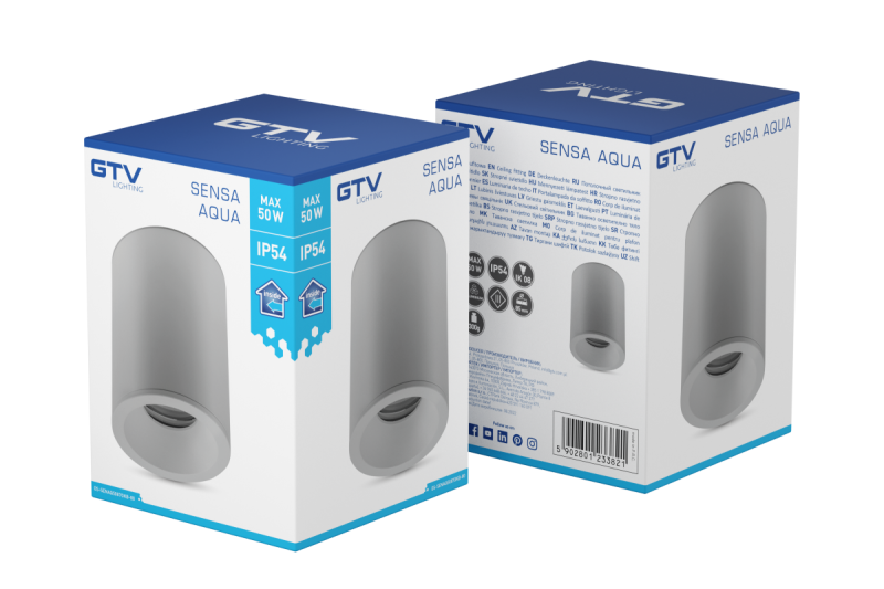 Decor SENSA AQUA stropna svetilka aluminij 85x115 IP54 max 50W krožna siva. 1208964008