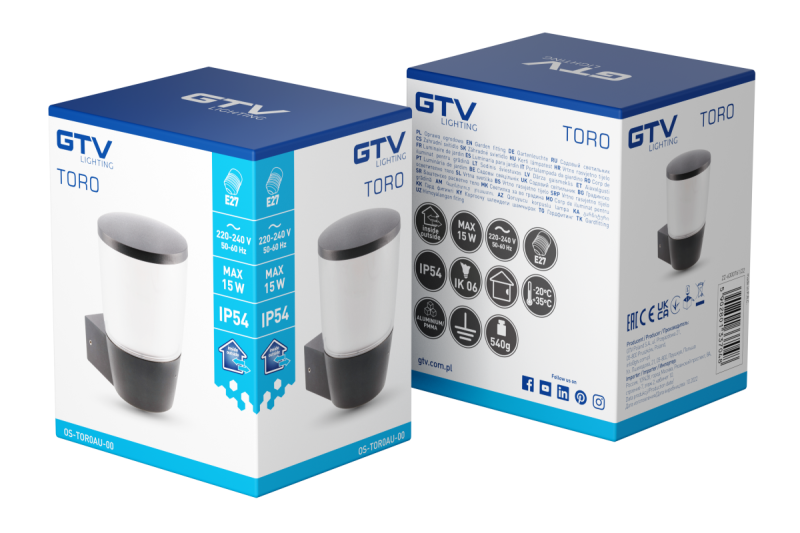 Deco Vrtna razsvetljava TORA-AU E27 MAX.15W IP54 AC220-240V 50-60Hz stenska svetilka črna 1208964023