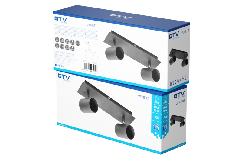 Decor Plafondarmatuur VENETO IP20 max. 20W 2 x GU10 okrogla črna. 1208964038