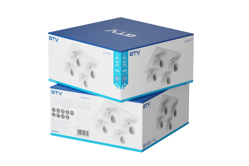 Dekor Plafonska svetilka VENETO IP20 max. 20W 4 x GU10 okrogla/kvadratna bela. 1208964045