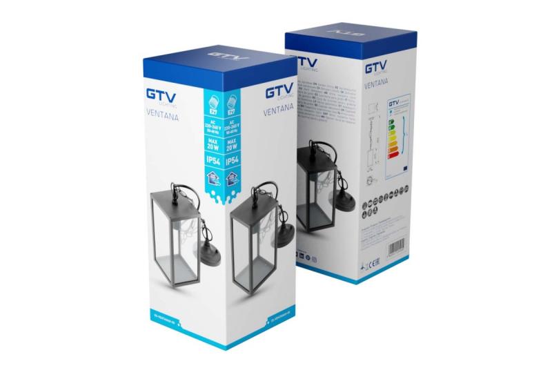 Decor Tuinarmatuur opgehangen VENTANA-H E27 MAX.20W IP54 AC220-240V 50-60Hz črna. 1208964047