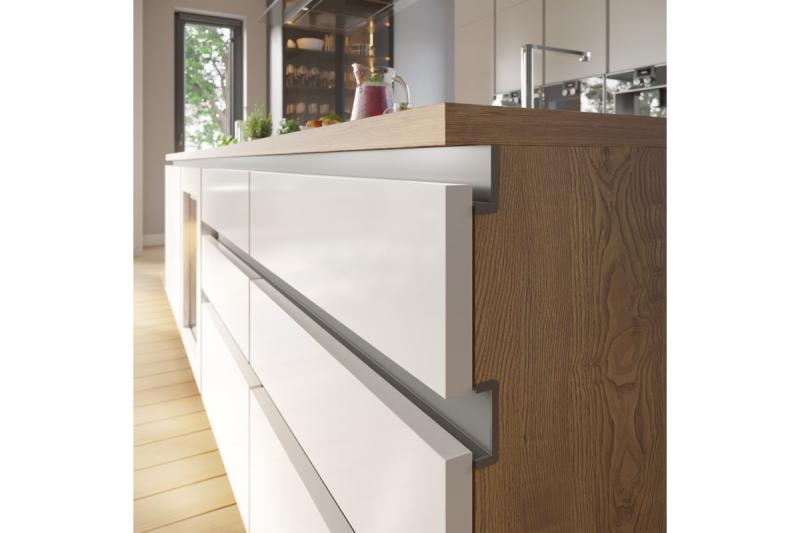 Aluminijasti profil, sistem brez ročaja VELLO z LED funkcijo, L, bel, dolžina 4,10 m 1208964223