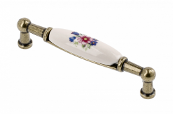 Porcelanski ročaj 728B C=96mm antikna medenina R-roza cvet 1208965696