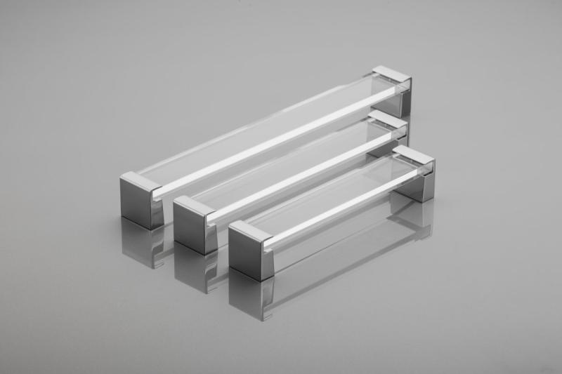 Zamak ročaj OLIVA C=160 mm kromirane noge + prozoren akril 1208966156