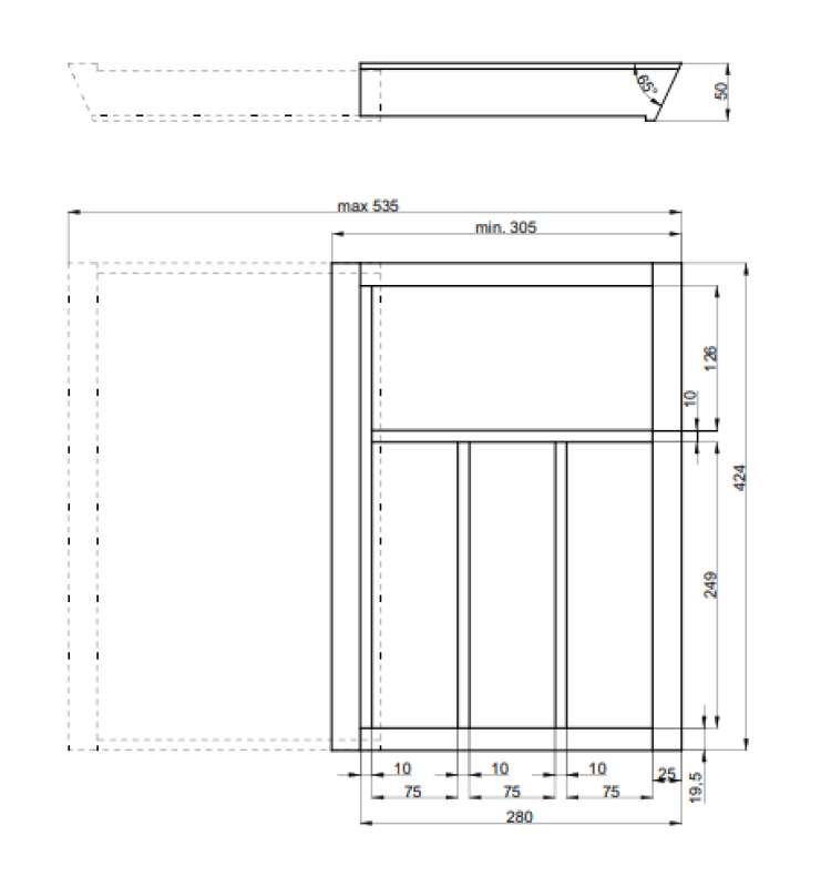 Decor Cutle Pribor Pladen Nastavljiv Vložek za 400-600mm Omare Barva Bukev 1208966289