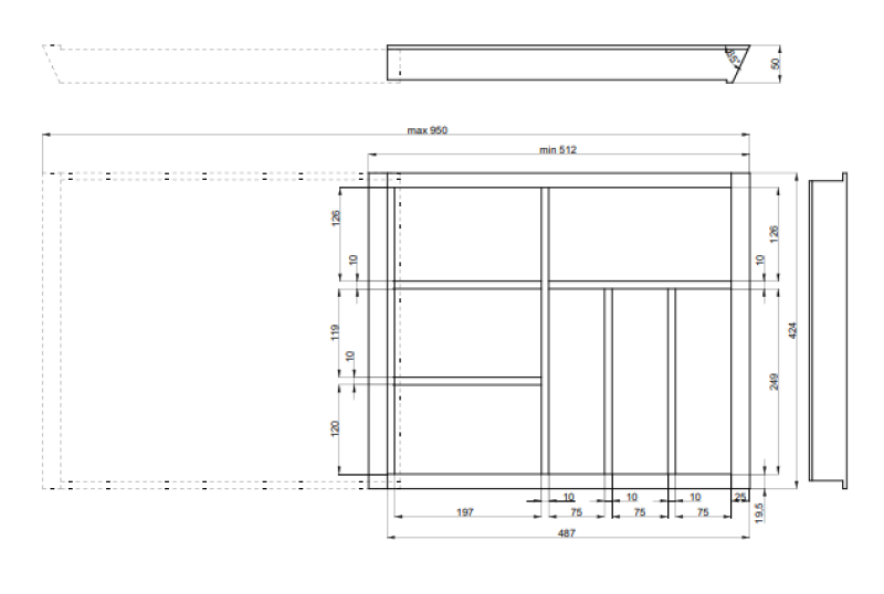 Decor Cutle Posodice za jedilni pribor Kuhinja Nastavljiv vložek za omare 600–1000 mm  1208966291