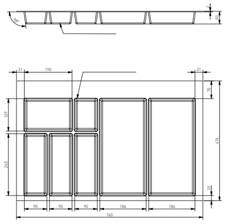Dekor Cutle Predalniki za Pribor Vložek za Kuhinjski Predal 800 Bela 1208966379
