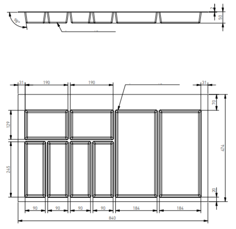 Dekor Cutle Predali za Pribor Vstavek za Kuhinjsko Predal 900 Bela 1208966381