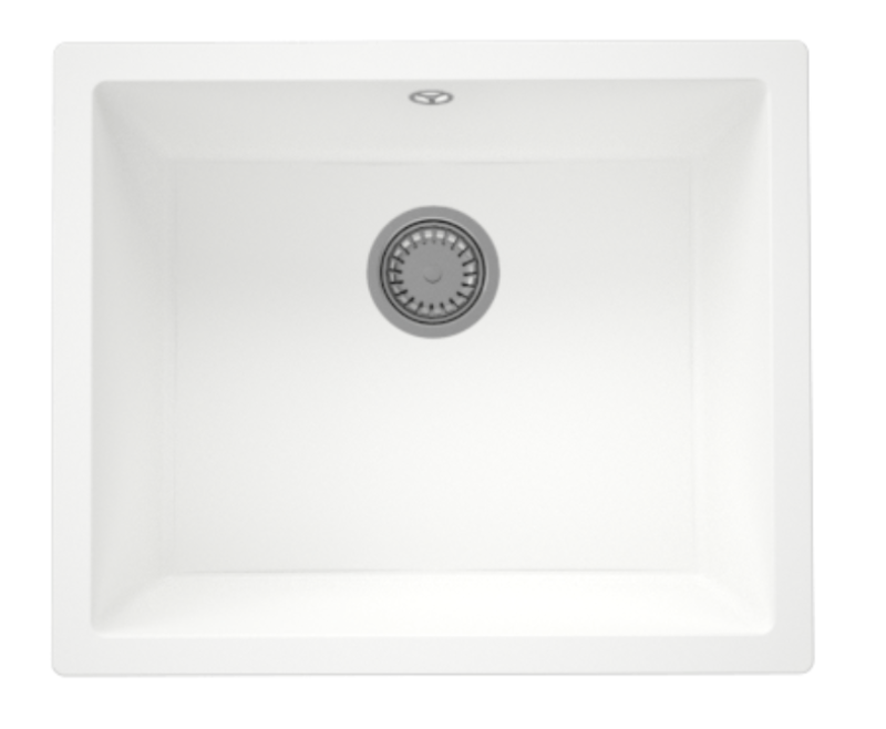 GraniteMy Universele granieten witte spoelbak 50x40 cm wit opbouw, onderbouw in ploskovgrajena z nerjavečim jeklom čep 1208966881
