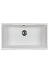 GraniteMy Universele grote witte granieten spoelbak 74x40 cm wit, opbouw, onderbouw en vlakbouw met RVS plug 1208967111