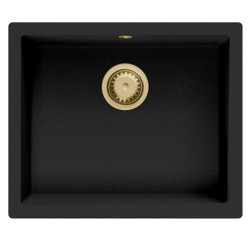 GraniteMy Universele granieten zwarte spoelbak 50x40 cm črna vgradna, podpultna in ploskovgradna z zlato izlivno odprtino 1208967130