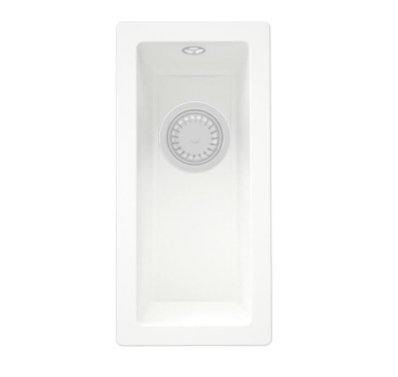 GraniteMy Universele granieten witte kleine spoelbak 17x40 cm wit opbouw onderbouw en vlakbouw z belo belo 1208967137