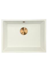 GraniteMy Universele granieten witte spoelbak 55x40 cm bel opbouw, podgradnja in ploskovna vgradnja z bakrenim čepom 1208967156
