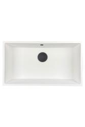 GraniteMy Universele granieten grote witte spoelbak 74x40 cm wit, opbouw, onderbouw en vlakbouw met zwarte plug 1208967161