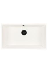 GraniteMy Universele granieten grote witte spoelbak 74x40 cm wit, opbouw, onderbouw en vlakbouw met zwarte plug 1208967161