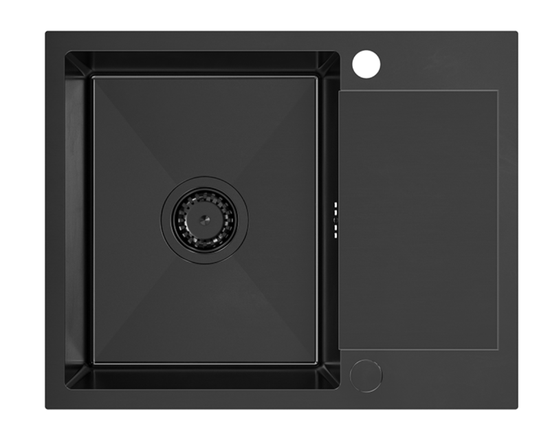 Quadri Dixton 80 črna PVD Nano nerjaveče jeklo pomivalno korito 600x480 mm z obrnljivim odcejalnikom 1208967197