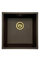 GraniteMy Universele granieten cafésink 40x40 cm voor opbouw, onderbouw en vlakbouw met afvoerplug 1208967218