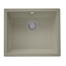 GraniteMy Universele granieten taupe spoelbak 50x40 cm opbouw, onderbouw en vlakbouw met inox plug 1208967223