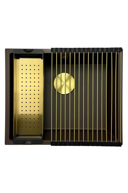 GraniteMy Universele granieten cafésgootsteen 50x40 cm opbouw, onderbouw en vlakbouw met gootplug 1208967230