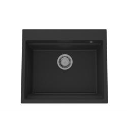 GraniteMy granieten spoelbak 56x48 cm črna nadgradnja z nerjavečim čepom, vključuje dodatke 1208967231