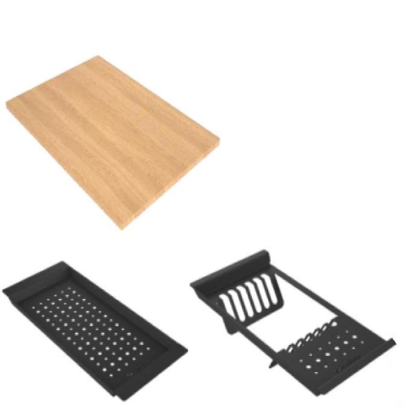 GraniteMy granieten spoelbak 56x48 cm črna nadgradnja z nerjavečim čepom, vključuje dodatke 1208967231