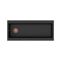 GraniteMy Trog granitna zelo velika črna pomivalna korita 116x50 cm črna nadgradnja z odprtino za pipo z bakrenim čepom 1208967238