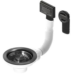 Granitemy korfplugset PVD brušeno gun metal, odtočni set za pomivalno korito, vključno z odtokom, okrogel in pravokoten 1208967253