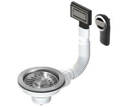 Komplet za umivalnik Granite, iz nerjavečega jekla, vključno z odtočnim setom za umivalnik in okroglim ter pravokotnim prelivom 1208967254